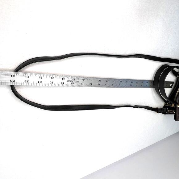 Crossi Black & Brown Bow Bag Textured Faux Leather Purse Designer Satchel Bag - Picture 12 of 12